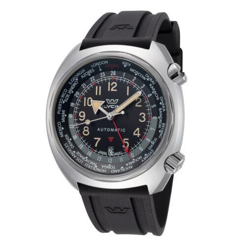 Glycine Men`s Airman Sst GL0312 43mm Black Dial Rubber Watch