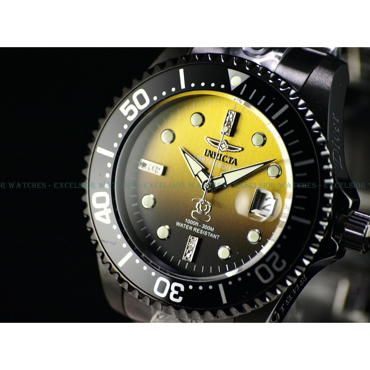 Invicta Mens 300M Ltd.ed Diamond Grand Diver Automatic Fade Dial Black Watch