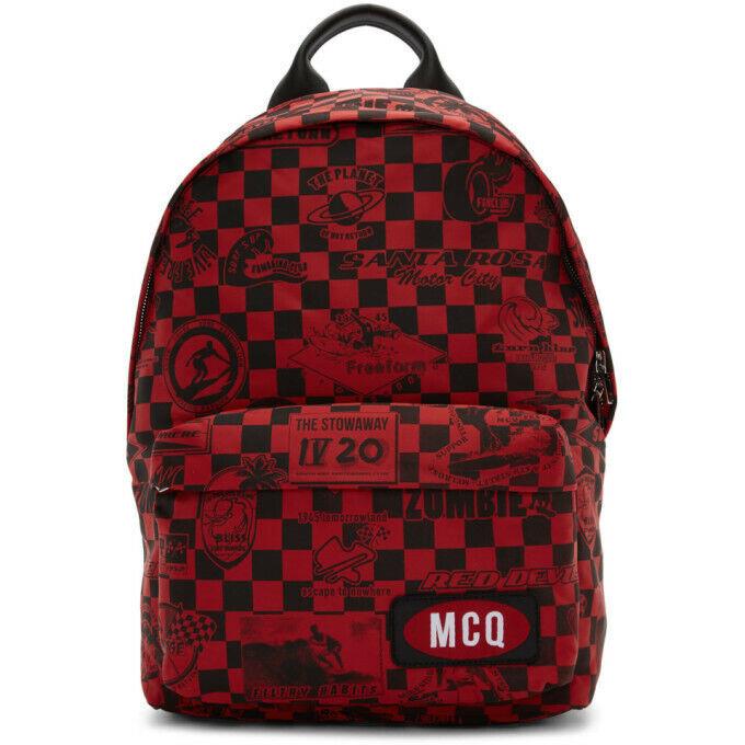 Mcq Alexander Mcqueen Red / Black Racer Check Classic Backpack