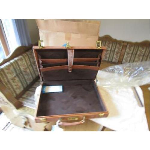 Samsonite Briefcase Brown Combination Lock Belting Leather Style 947393
