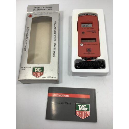 Nos Tag Heuer Microsplit 230 S Solar Stopwatch Timer Swiss Red Works Great
