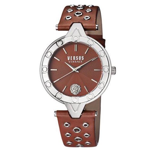 Versus by Versace Women`s SCM040016 `V Versus Eyelet` Quartz Brown Leather Watch