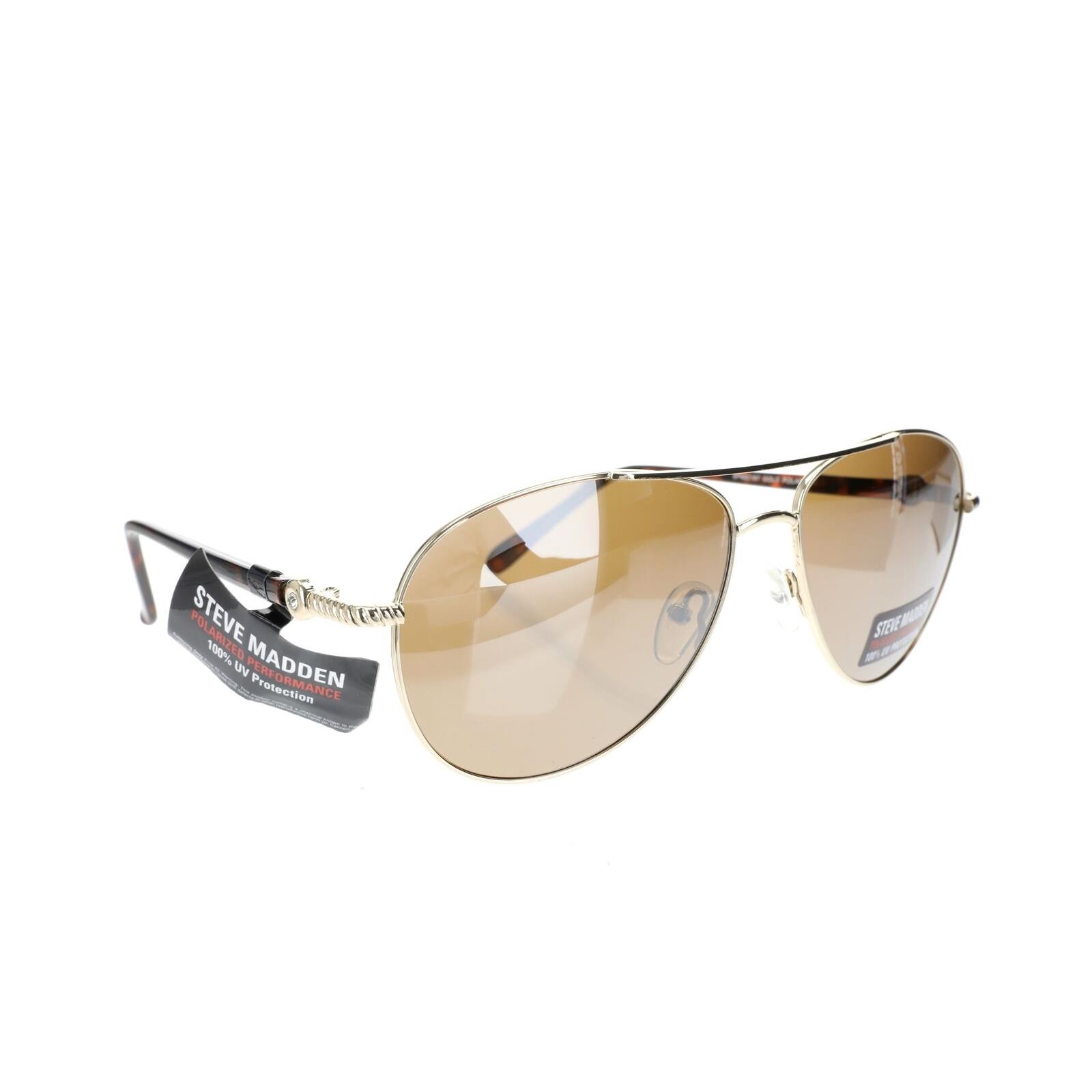 Steve Madden 255604 Womens Polarized Nina Pilot Sunglasses Gold Frame/brown