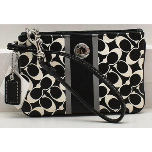 coach black and white wristlet