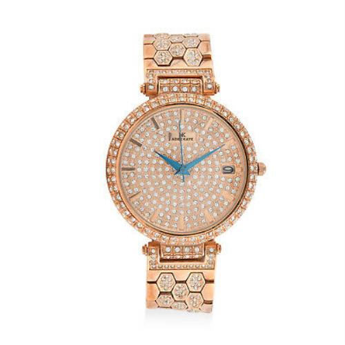 Rose Gold Adee Kaye Crystal Japanese Movement Watch For Engagement Steel