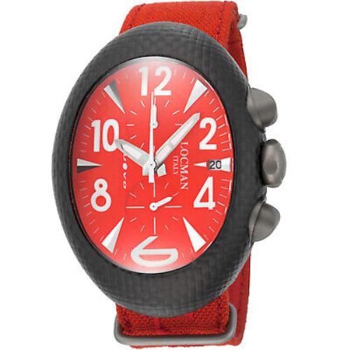 Locman Men`s Nuovo Red Dial Watch - 100RDCRBQ