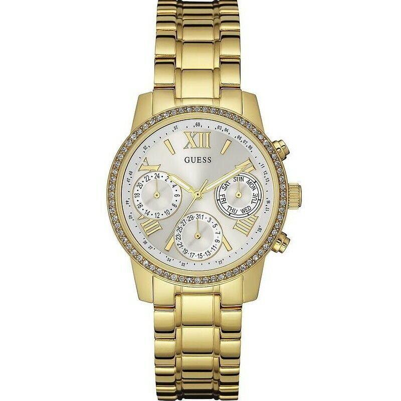Guess Women`s Mini Sunrise Gold-tone Dial Steel Bracelet Quartz Watch W0623L3/U0623L3