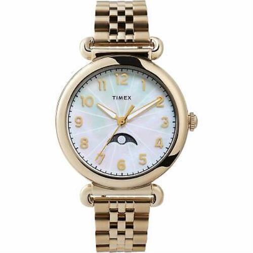 Timex Womens Model 23 33mm Sst Case Black Dial Gold-tone Bracelet