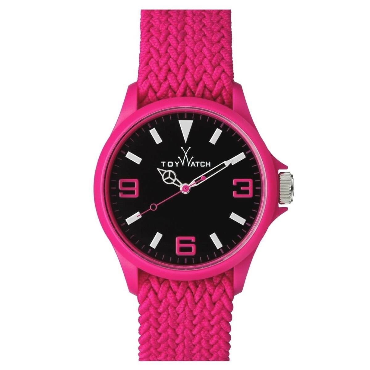 Toywatch Toy Watch 130228 Women`s `cruise` Pink Round Woven Strap 39mm Black Dial Watch