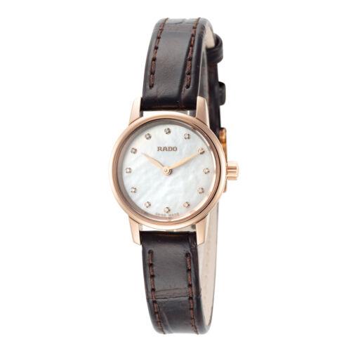 Rado Women`s Coupole Classic R22891915 21mm Mop Dial Leather Diamond Watch