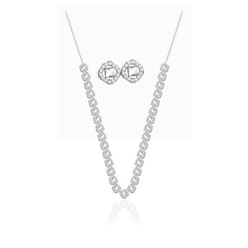 Swarovski Angelic Square Set Necklace Earrings White Rhodium Plated 5364318