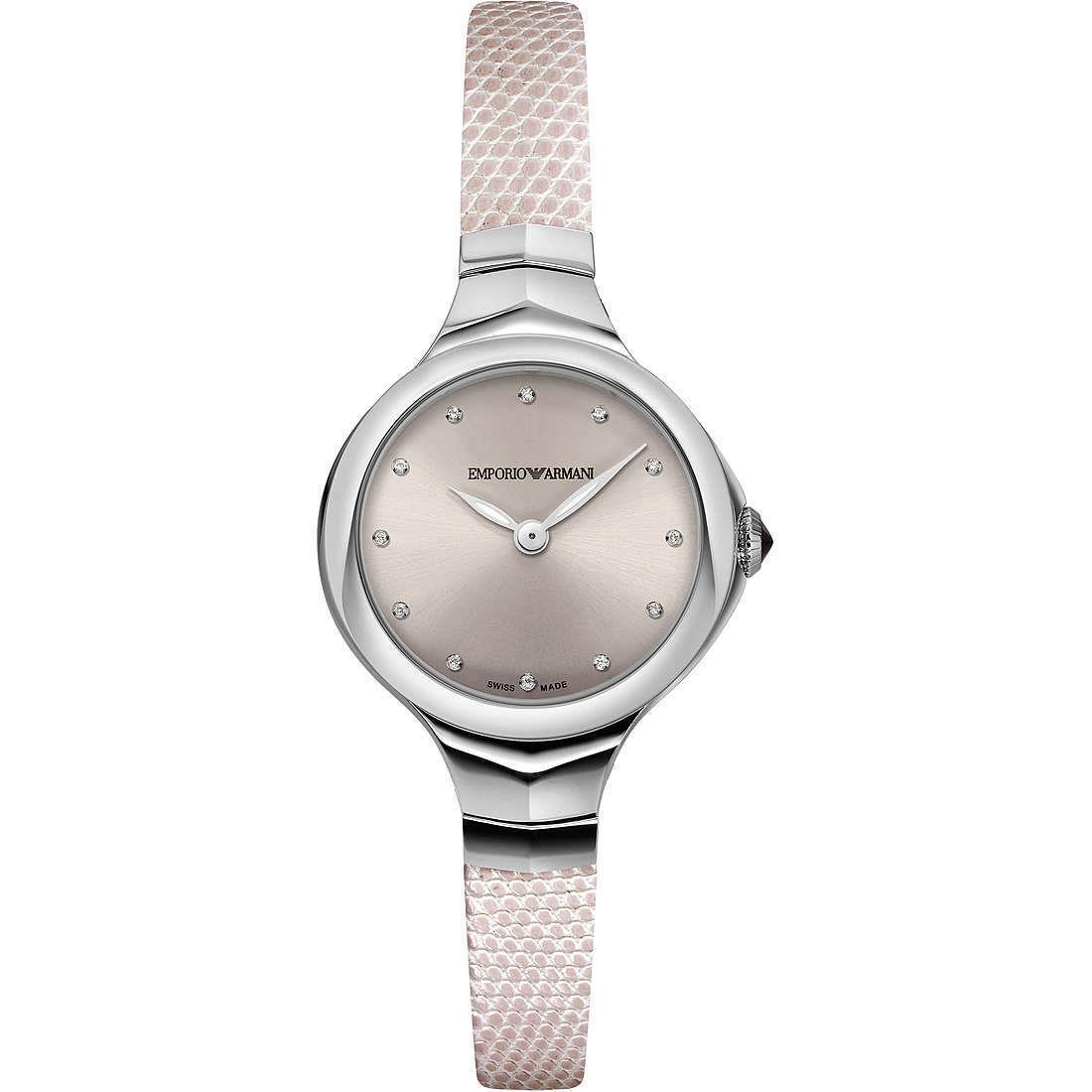 Emporio Armani Swiss Made Women`s Pink Lizard Leather Watch ARS8012