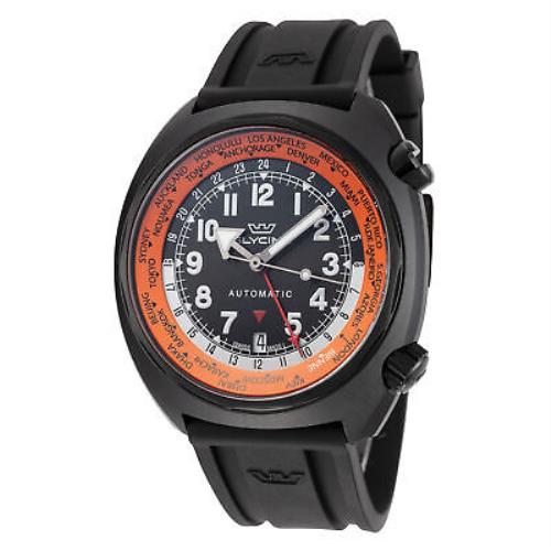 Glycine Men`s Airman Sst GL0315 43mm Black Dial Rubber Watch