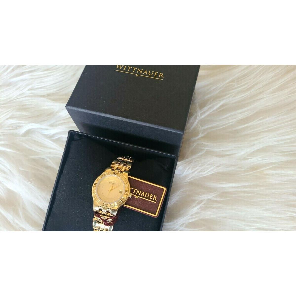 Wittnauer Swiss Quartz 11M04 Gold Tone Sapphire Crystal Womens Watch