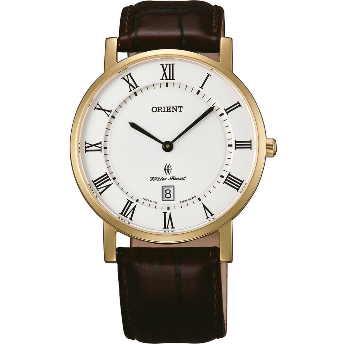Orient FGW0100EW Men`s Dress Stainless Case Leather Roman Numbers Date 50m WR