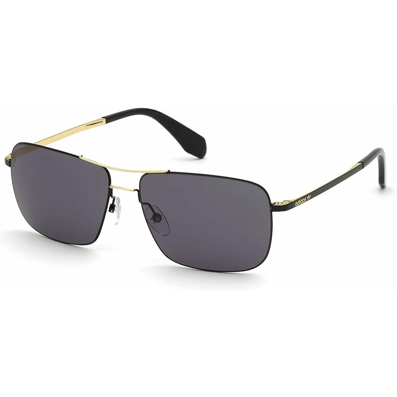 Adidas Originals Metal Semi Rimless Sunglasses Black Gold / Gray Lenses