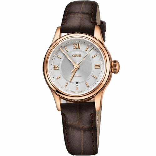 Oris Women`s Classic Watch Date Automatic Brown Leather Strap 01 561 7718 4871LS