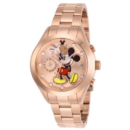 Invicta Disney Limited Ed Women`s 40mm Rose Gold Mickey Chronograph Watch 27400