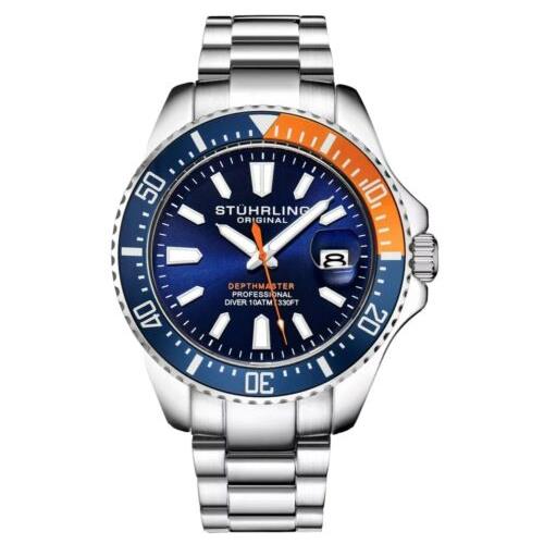 Stuhrling 3950 Men`s Depthmaster Aquadiver Miyota Japanese Quartz 10 Atm Watch
