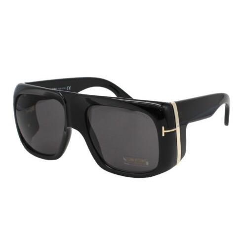 Tom Ford Gino TF 733 01A Black Gold Men s Sunglasses Gray Lens 60-19-135 W/case