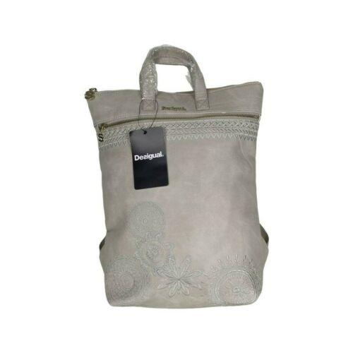 Desigual Woman Dark Amber Baza Backpack Bag Embroidered Beige Color Sz M DM2