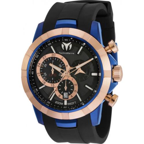 Technomarine UF6 Men`s 45mm Electric Blue Rose Gold Swiss Chrono Watch TM-615015