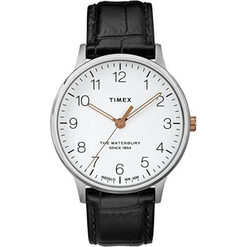 Timex TW2R71300 Waterbury Classic White Dial Leather Strap Men`s Watch