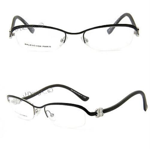 Balenciaga Paris BAL0060 G0U Half-rimless Black 52/19/140 Eyeglasses Italy