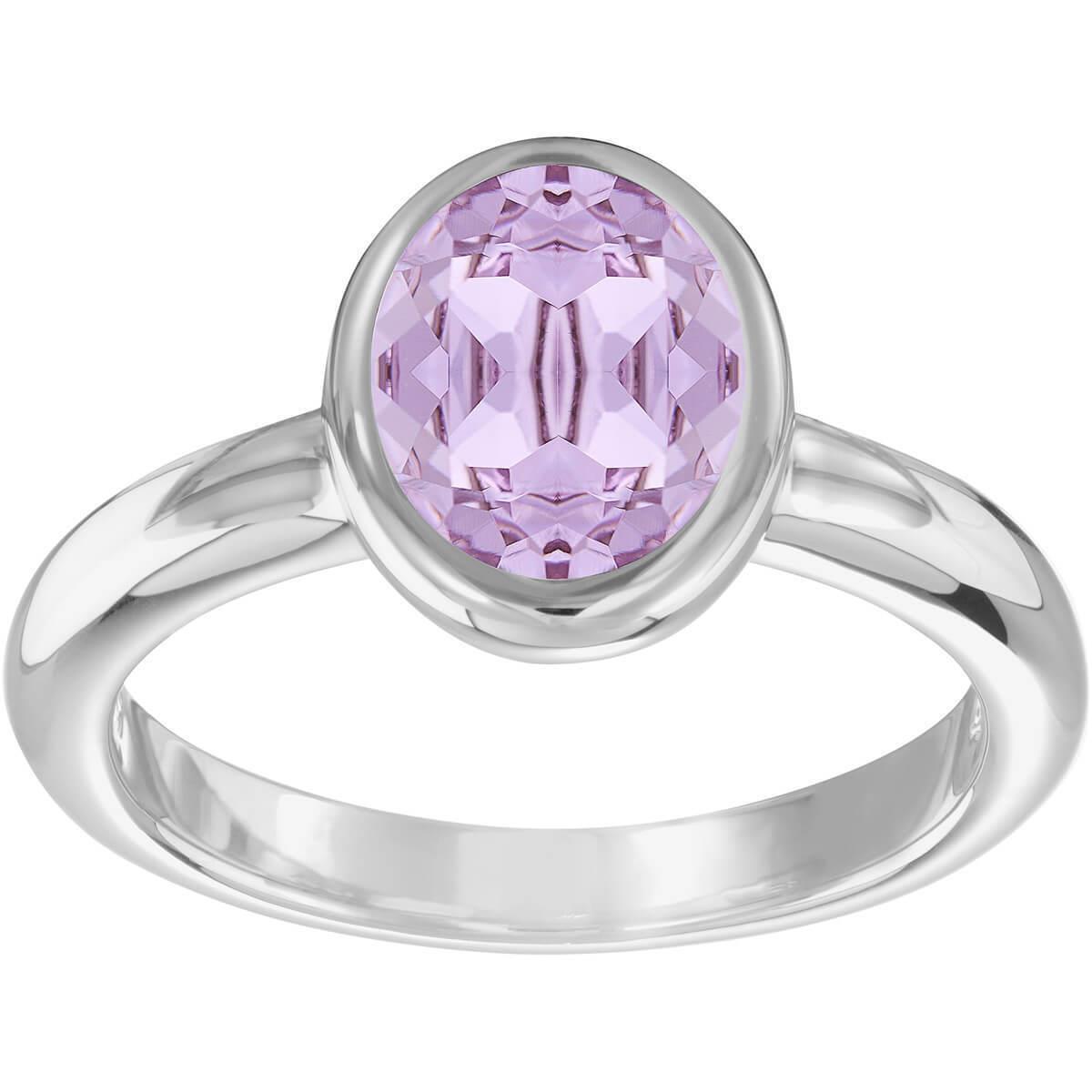Swarovski Laser Rhodium Ring with Violet Crystal-size US 6