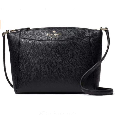 Kate Spade Monica Pebbled Black Leather Crossbody Bag Purse Handbag WKR00258