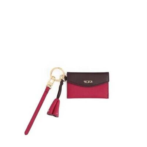 Tumi Leather Card Case Bag Charm In Raspberry 125081-2012