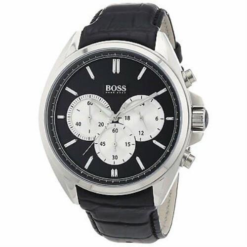 Hugo Boss Men`s 1512879 Chronograph Black Leather Watch