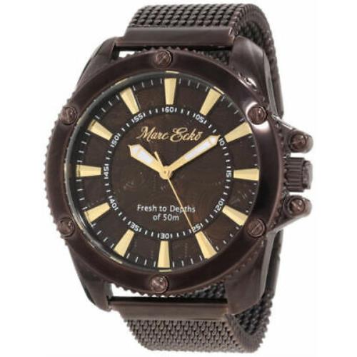 Marc Ecko Mens The Flash Classic Gold Tone Brown IP Stainless Steel Mesh Watch