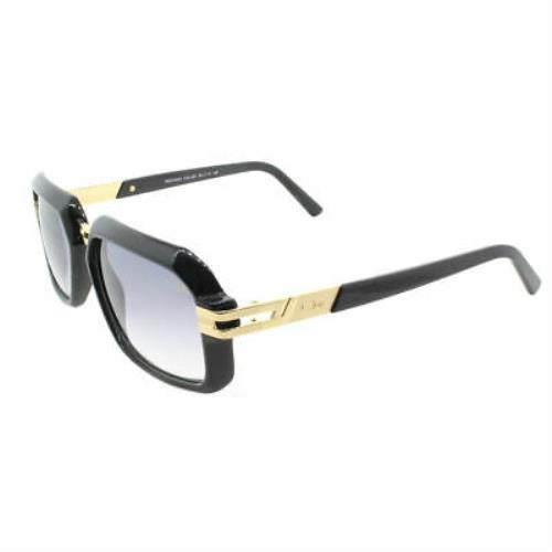 Cazal 6004 001 SG Shiny Black Gold Plastic Vintage Sunglasses Grey Gradient Lens