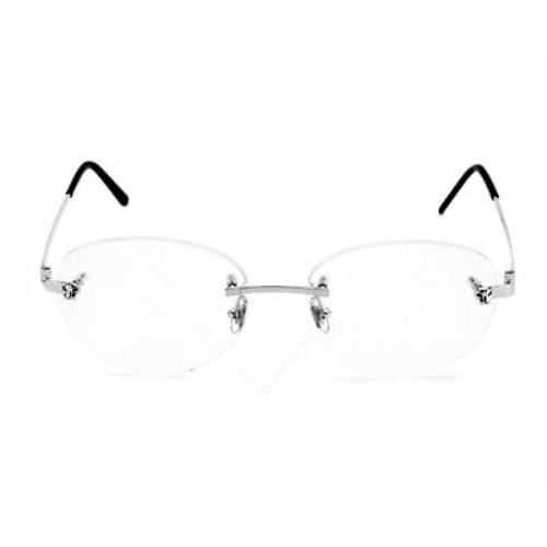 Cartier Panth RE Rimless Oval Silver Metal Optical Eyewear CT0028O-001