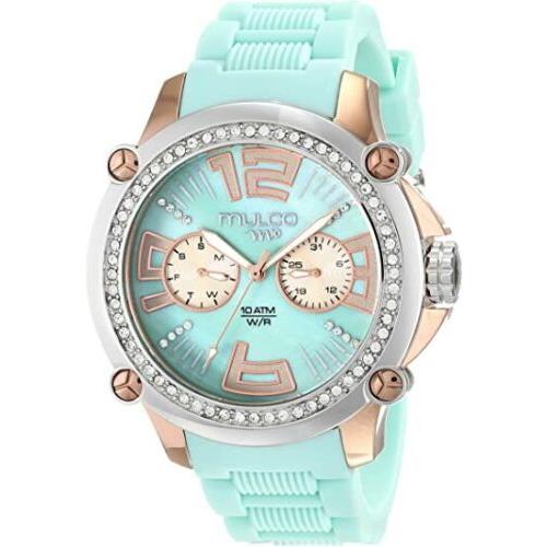 Mulco Women`s MW2-28050S-099 Crystal-accented Stainless Steel Watch Blue Silicon
