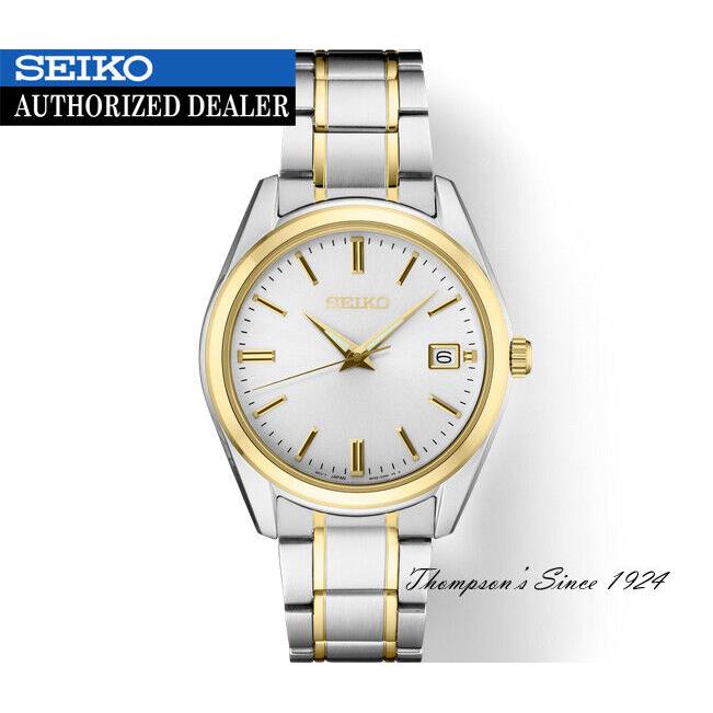 Seiko Men`s Essentials White Dial Two Tone Bracelet Watch SUR312