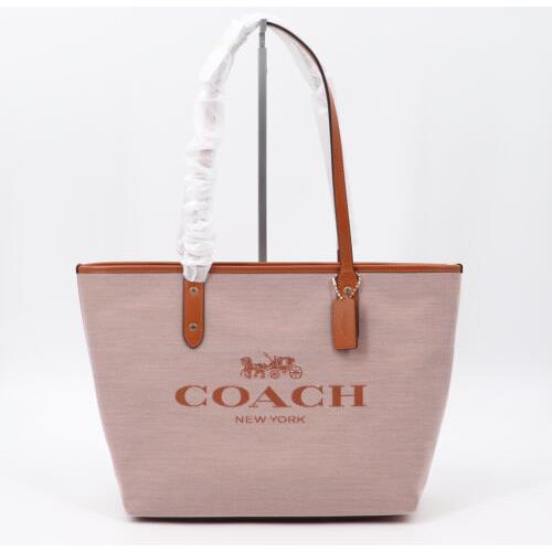 horse and carriage jacquard city zip tote