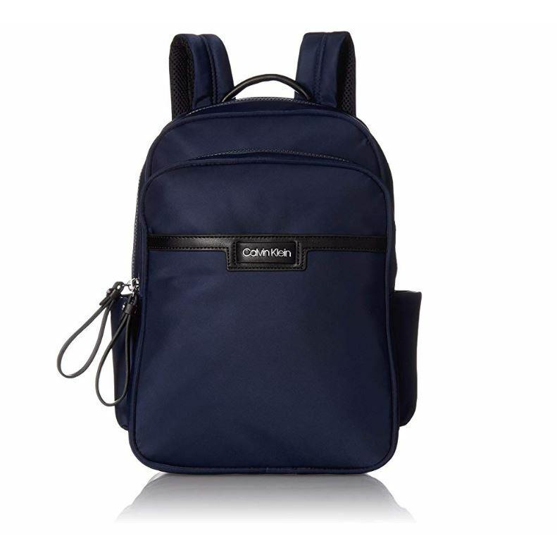 Calvin Klein N Lane Nylon Navy Black Key Item Logo Backpack Large Adjustable