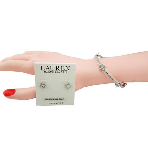 Lauren Ralph Lauren Cubic Zirconia Earrings Silver Set Msrp:$67.00