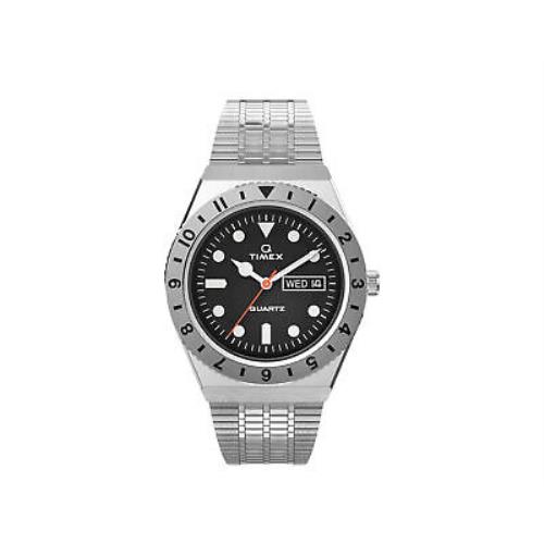 Timex Q Reissue 38mm Stainless Steel Bracelet Silver/black Watch TW2V00100ZV