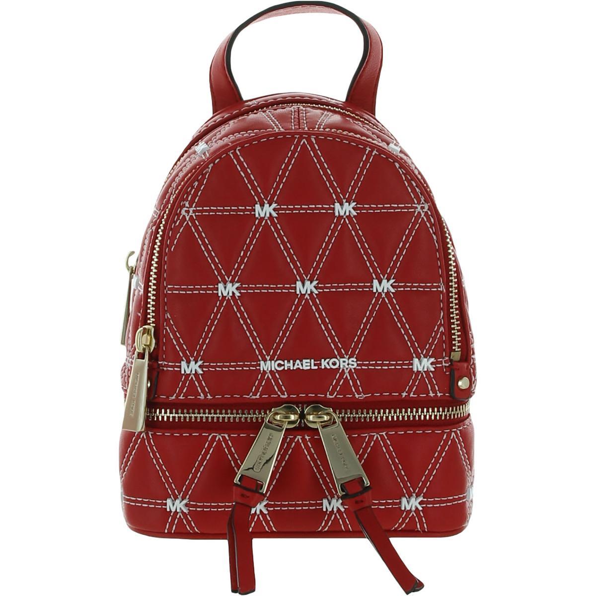Kors Womens Rhea Zip Leather Convertible Dome Handbag Bhfo 2386 Bright Red