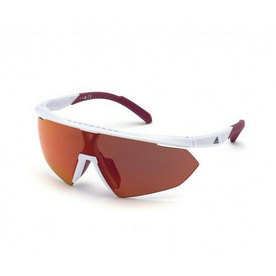 Adidas Sport Sunglasses SP0015 21L Matte White Frame Roviex Mirror Lenses