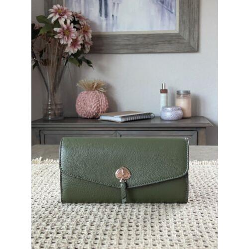 Kate Spade Marti Large Flap Wallet Pebbled Leather In Enchanted Green