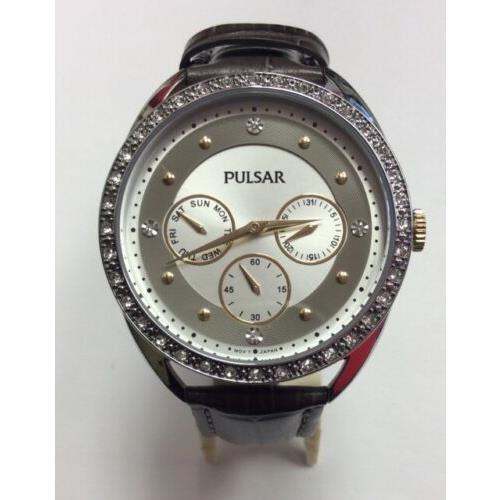 Pulsar Women`s Grey/gold Accent Swarovski Crystals Watch PP6181
