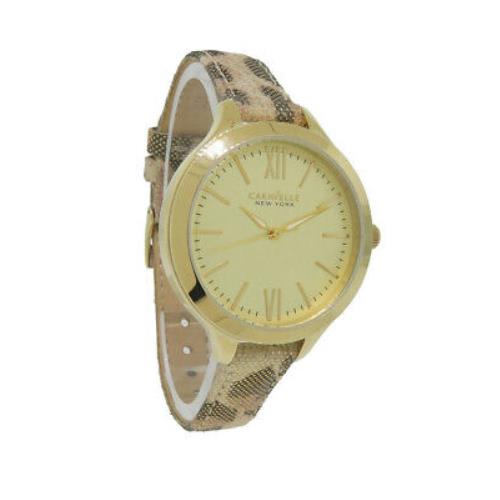 Caravelle York 44L161 Women`s Champagne Tone Analog Roman Numerals Watch