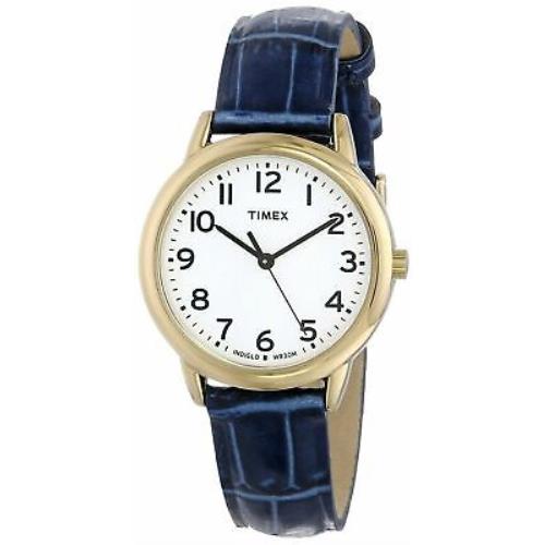 Timex Women`s T2N954 Elevated Classics Gold-tone Watch with Blue Leather Strap
