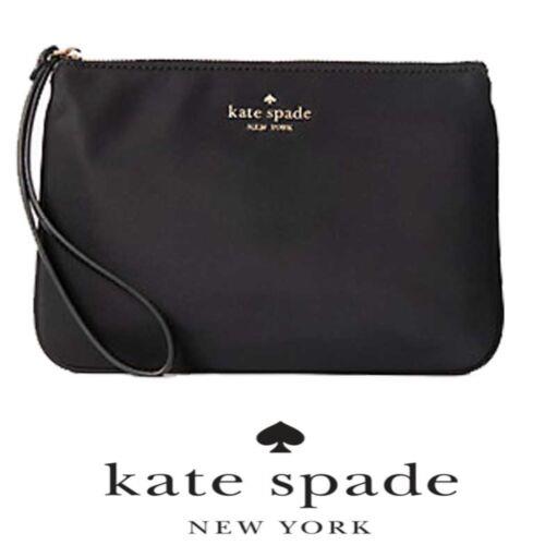 Kate Spade York Chelsea Black Nylon Zip Medium Wristlet Phone Pouch WLR00614