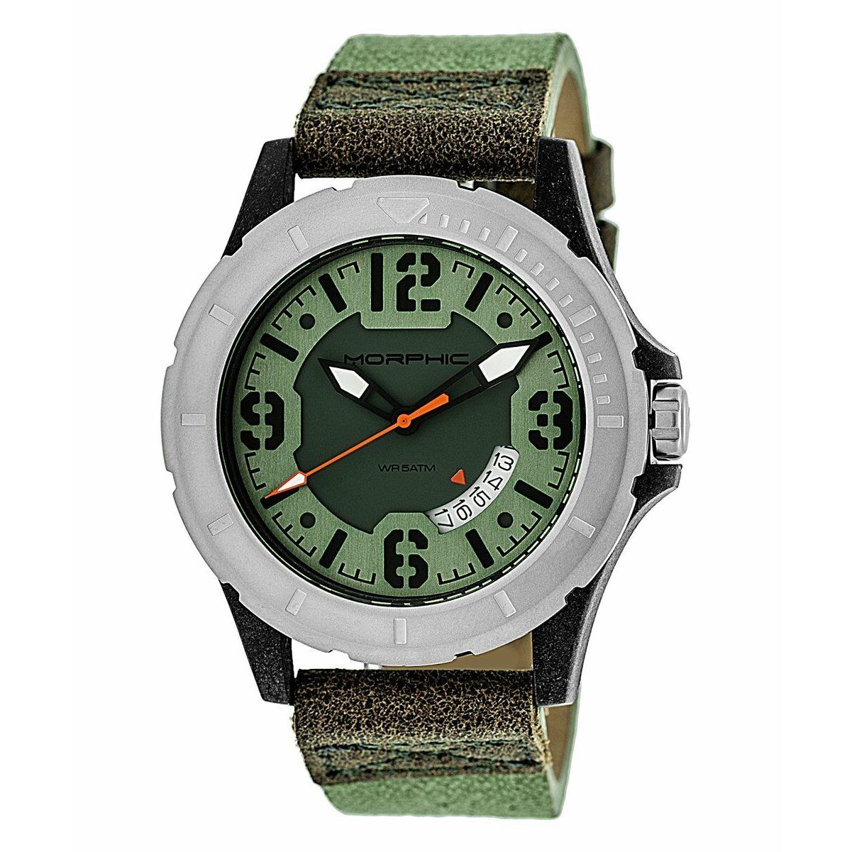 Morphic M47 Series Date Watch Leather Camo Green Olive