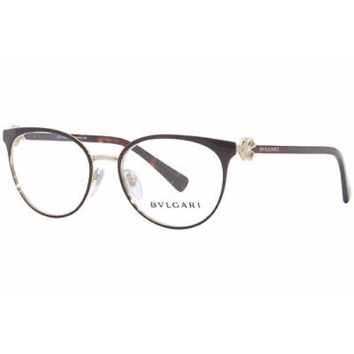 Bvlgari 2219-B 2034 Eyeglasses Frame Women`s Brown/pale Gold Full Rim Oval 52mm